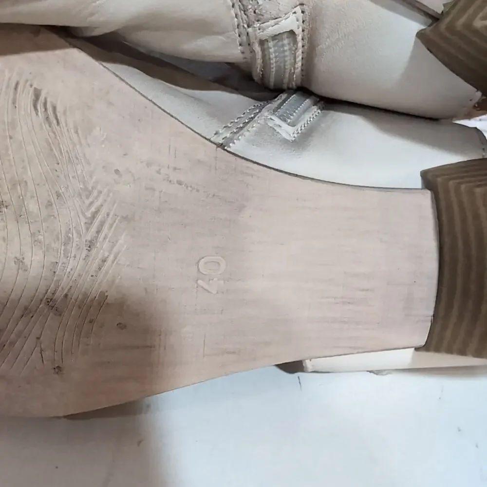 Miz Mooz Cassius Womens Linen Leather Zipper Heeled Sandals Shoes Al40 US 9-9.5 - Picture 9 of 11